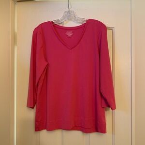 Chico's Women's Vibrant Pink 3/4 Sleeve Top size 2(L-12).